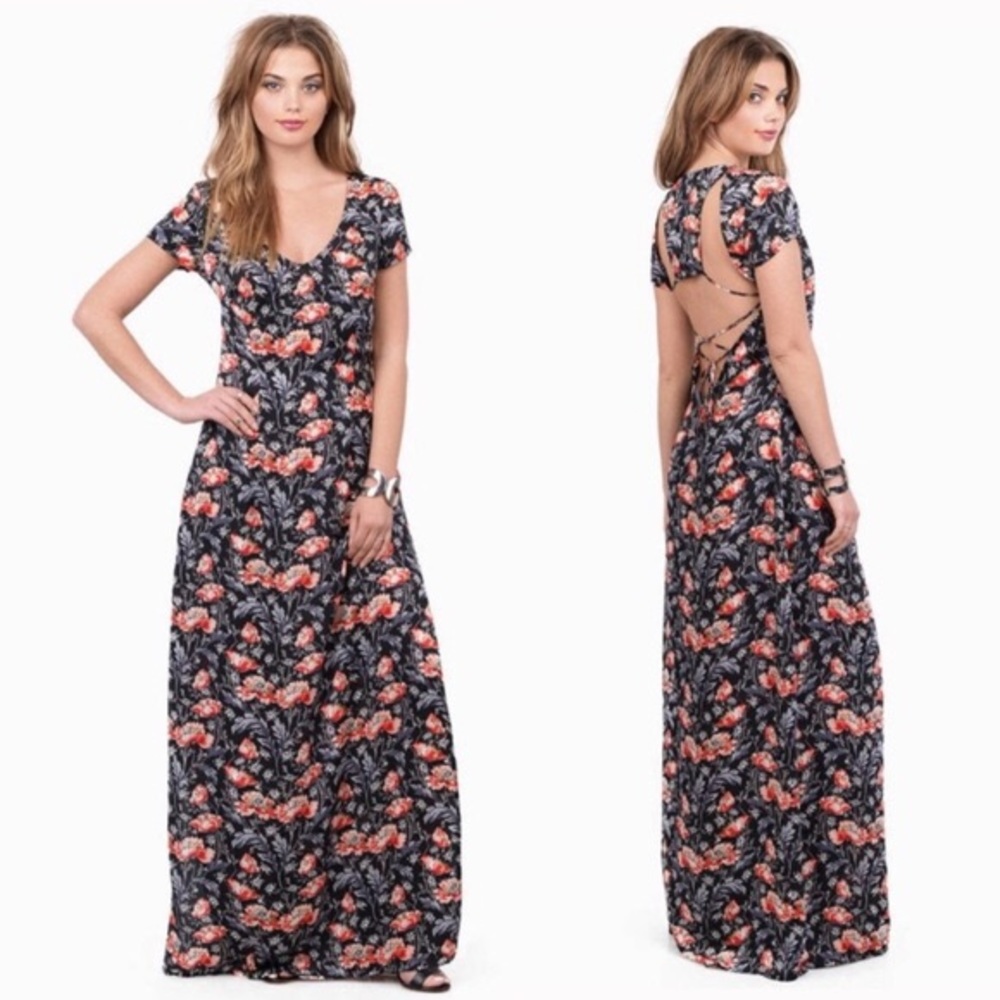 Tobi Silky Open Back Maxi Dress